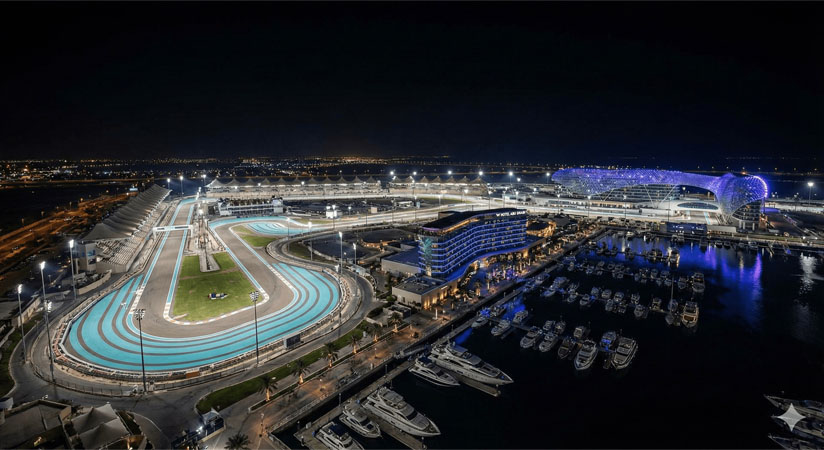 Yas Marina Circuit Night Aerial Shot